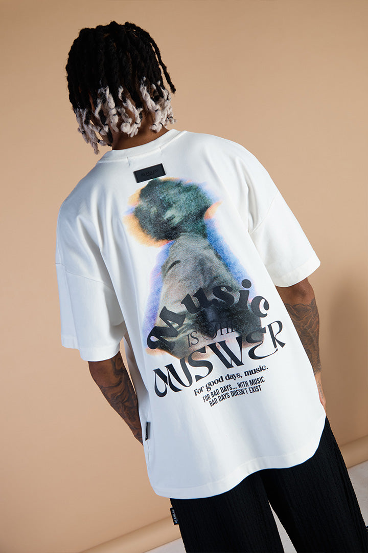 Tshirt white Music oversized